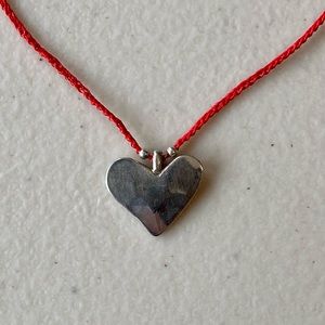 Jill Platner Red Hammered Heart Necklace